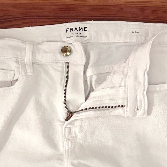 Frame Denim White Distressed Le Boy Straight Leg Jeans Size 28 - Picture 8 of 14